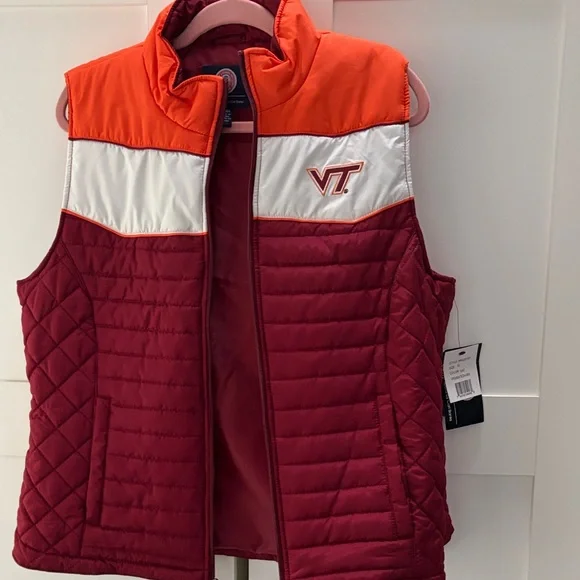 NWT Virginia Tech Quilted Vest in Maroon and Orange XL - Picture 11 of 13